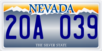 NV license plate 20A039