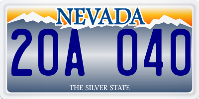 NV license plate 20A040