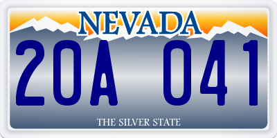 NV license plate 20A041