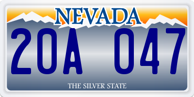 NV license plate 20A047