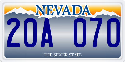 NV license plate 20A070