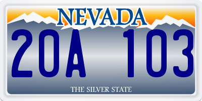 NV license plate 20A103