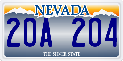 NV license plate 20A204