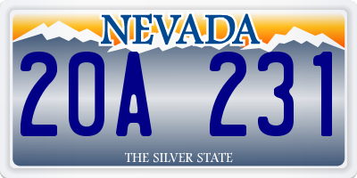 NV license plate 20A231