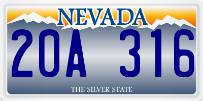 NV license plate 20A316