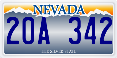 NV license plate 20A342