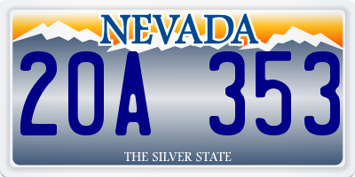 NV license plate 20A353