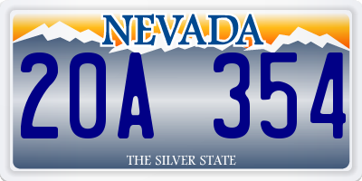 NV license plate 20A354