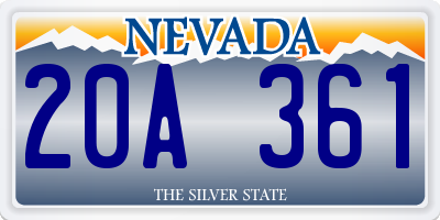 NV license plate 20A361