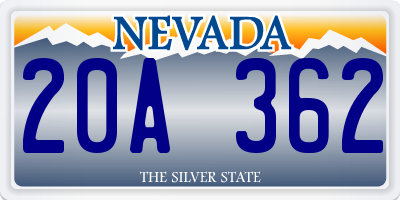 NV license plate 20A362