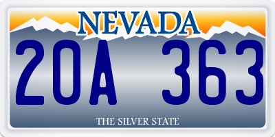 NV license plate 20A363