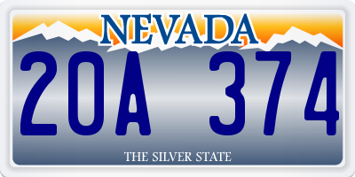 NV license plate 20A374