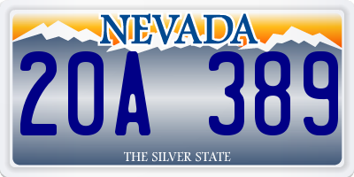 NV license plate 20A389