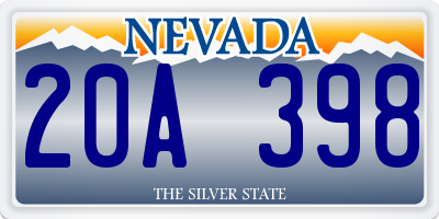 NV license plate 20A398