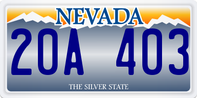 NV license plate 20A403