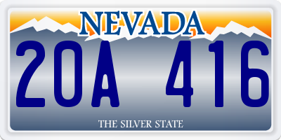 NV license plate 20A416