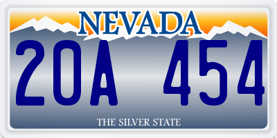 NV license plate 20A454