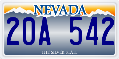 NV license plate 20A542