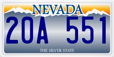NV license plate 20A551