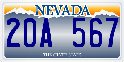 NV license plate 20A567