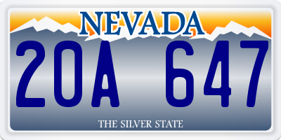 NV license plate 20A647