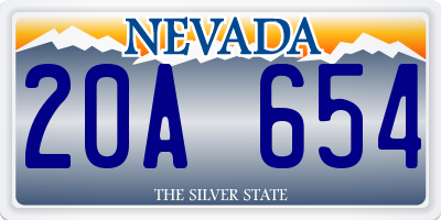 NV license plate 20A654