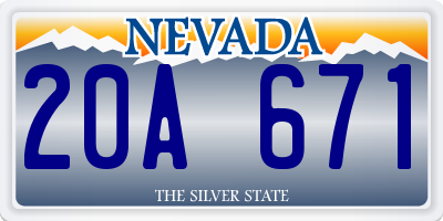 NV license plate 20A671