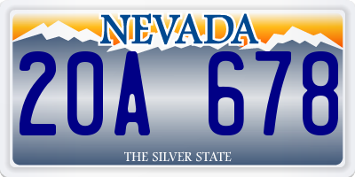 NV license plate 20A678
