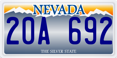 NV license plate 20A692