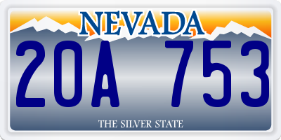 NV license plate 20A753