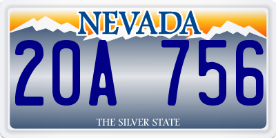NV license plate 20A756