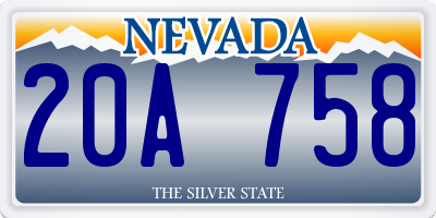 NV license plate 20A758