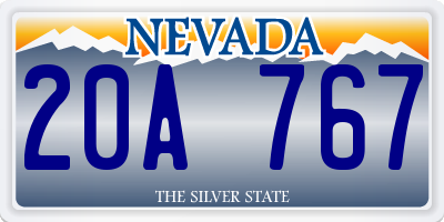 NV license plate 20A767