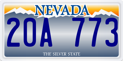 NV license plate 20A773