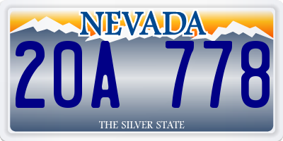 NV license plate 20A778