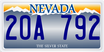 NV license plate 20A792