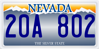 NV license plate 20A802