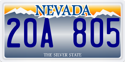 NV license plate 20A805