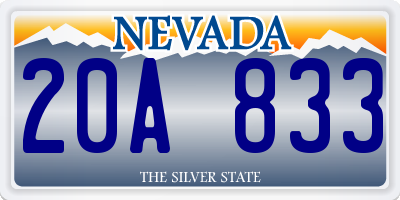 NV license plate 20A833
