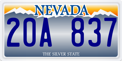 NV license plate 20A837