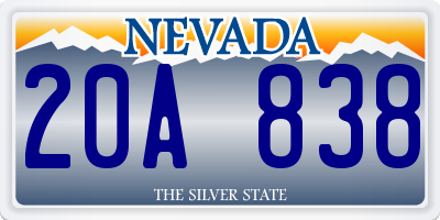 NV license plate 20A838