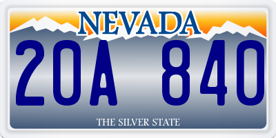 NV license plate 20A840