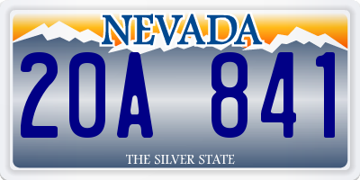 NV license plate 20A841