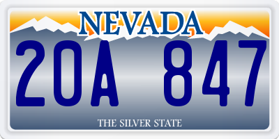 NV license plate 20A847