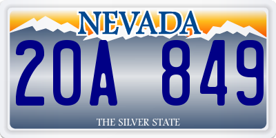 NV license plate 20A849