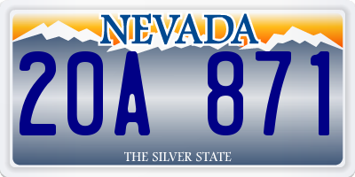 NV license plate 20A871