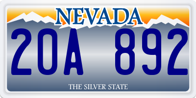NV license plate 20A892