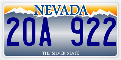 NV license plate 20A922