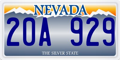 NV license plate 20A929