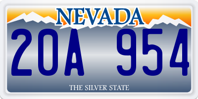 NV license plate 20A954